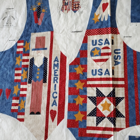 Cranston VIP Dream Spinners Americana Vest Fabric pattern Panel cut and sew - Picture 2 of 7